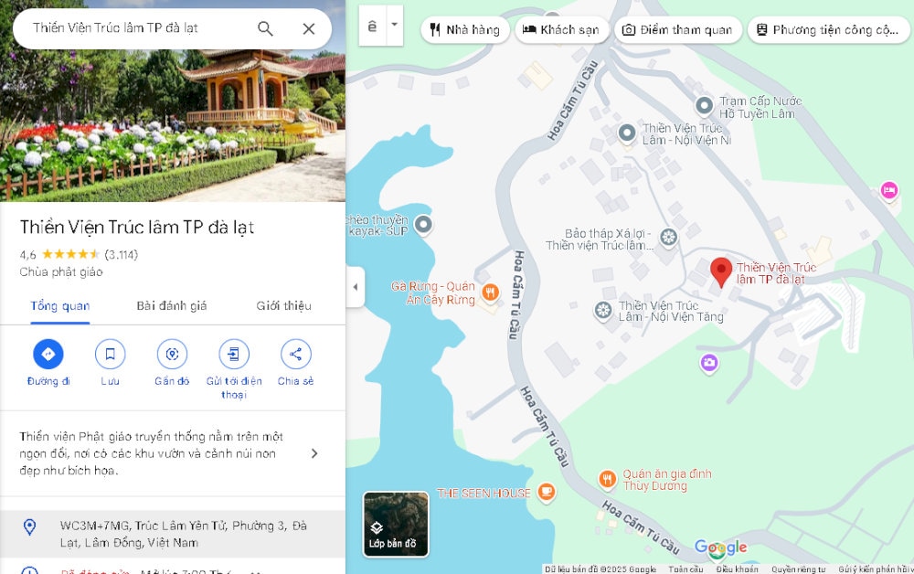 Thiền viện Trúc Lâm cách trung tâm Đà Lạt khoảng 7 km